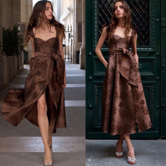 V. Chapman Dresses & Skirts - NWT V. Chapman The Vera Dress in Cocoa Baroque Floral Brown